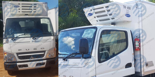 truck reefer unit installing on Mitsubishi Fuso truck